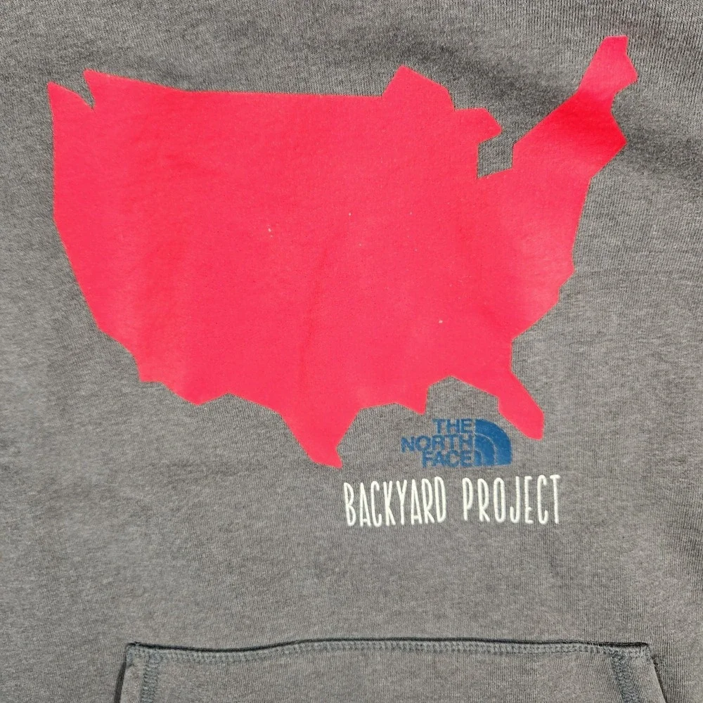 The North Face Hoodie XLG Hthr Grey Backyard Project USA Map Sweatshirt‎ Unisex